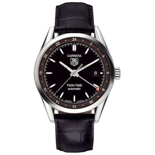 TAG Heuer Carrera Calibre 7 Twin Time Stainless Steel / Black / Strap